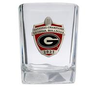 Vaso de chupito cuadrado Georgia, campeones nacionales 2021-2022, Heritage Pewter | Vaso de chupito de 43 ml, esculpido a mano | Intrincada incru