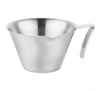 Vaso de chupito de acero inoxidable 304 para medición de espresso con mango ergonómico, marcas de escala y boquilla suave (color natural)