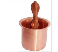 Vaso de cobre Panch Patra con cuchara, juego de panchapatra para servir agua secreada/bendita, para uso Poojan, cobre (1 pieza, marrón)