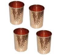 Vaso de cobre puro martillado para productos ayurvédicos curativos, juego de 4, altura 9,5 cm
