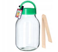 Vaso de conservas KADAX con pinzas, vaso de pepino con tapa de plástico, glob...