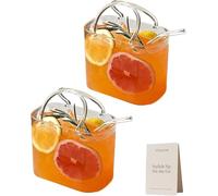 Vaso De Cristal Con Forma De Bolso, Bolso De Cristal Para Bebidas, JarróN Decorativo Tipo Pecera Con Pajita, Ideal Para Zumos, Té Y Flores.,2pcs