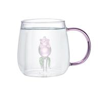 Vaso de cristal de cristal - taza de cristal de moda, vaso de cristal con fresa | tazas de café transparentes multiusos de cristal, vasos estéticos, vasos para beber, taza de té, taza de deseos, taza