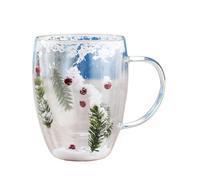 Vaso de cristal de doble pared con diseño de muñeco de nieve de Navidad para momentos de invierno, ideal para café, té, bebidas calientes para personas de corazón, calienta las manos y la mente (D