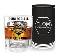 Vaso de cristal de ron con el lema All for Rum and Rum for All Perfecto para mojitos, cócteles y bares