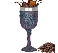 Vaso de dragón, copa de vino de dragón medieval | Doble Dragon Heart Love Resina Taza de beber de acero inoxidable | Cáliz de vino Dragones de San Valentín para cóctel, cerveza, café,