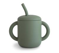 Vaso de entrenamiento con pajita mushie 100 % silicona para ni os peque os | A partir de 6 meses (Tomillo seco)