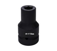 Vaso de impacto hexagonal de 1 pulgada, 18 mm, 6 puntas, métrico, acero CR-V fosfatado en negro para prevenir la corrosión, para herramientas manuales y de impacto de uso ligero a medio.