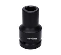 Vaso de impacto hexagonal de 1 pulgada, 20 mm, 6 puntas, métrico, acero CR-V fosfatado en negro para prevenir la corrosión, para herramientas manuales y de impacto de uso ligero a medio.