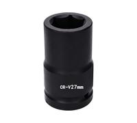 Vaso de impacto hexagonal de 1 pulgada, 27 mm, 6 puntas, métrico, acero CR-V fosfatado en negro para prevenir la corrosión, para herramientas manuales y de impacto de uso ligero a medio.