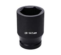 Vaso de impacto hexagonal de 1 pulgada, 41 mm, 6 puntas, métrico, acero CR-V fosfatado en negro para prevenir la corrosión, para herramientas manuales y de impacto de uso ligero a medio.