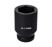 Vaso de impacto hexagonal de 1 pulgada, 44 mm, 6 puntas, métrico, acero CR-V fosfatado en negro para prevenir la corrosión, para herramientas manuales y de impacto de uso ligero a medio.