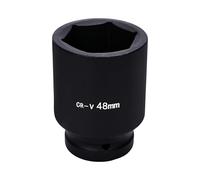 Vaso de impacto hexagonal de 1 pulgada, 48 mm, 6 puntas, métrico, acero CR-V fosfatado en negro para prevenir la corrosión, para herramientas manuales y de impacto de uso ligero a medio.