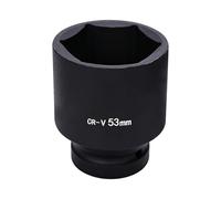 Vaso de impacto hexagonal de 1 pulgada, 53 mm, 6 puntas, métrico, acero CR-V fosfatado en negro para prevenir la corrosión, para herramientas manuales y de impacto de uso ligero a medio.