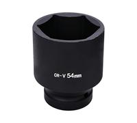 Vaso de impacto hexagonal de 1 pulgada, 54 mm, 6 puntas, métrico, acero CR-V fosfatado en negro para prevenir la corrosión, para herramientas manuales y de impacto de uso ligero a medio.