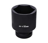 Vaso de impacto hexagonal de 1 pulgada, 55 mm, 6 puntas, métrico, acero CR-V fosfatado en negro para prevenir la corrosión, para herramientas manuales y de impacto de uso ligero a medio.