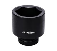 Vaso de impacto hexagonal de 1 pulgada, 57 mm, 6 puntas, métrico, acero CR-V fosfatado en negro para prevenir la corrosión, para herramientas manuales y de impacto de uso ligero a medio.