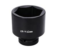 Vaso de impacto hexagonal de 1 pulgada, 62 mm, métrico, de 6 puntas, de acero CR-V fosfatado en negro para prevenir la corrosión, para herramientas manuales y de impacto de uso ligero a medio.