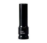 Vaso de impacto profundo de 1/2 pulgada, 14 mm, 6 puntas, métrico, acero CR-V, fosfatado en negro, resistente a la corrosión, para herramientas manuales y de impacto de uso ligero a medio.