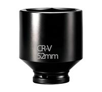 Vaso de impacto profundo de 1/2 pulgada, 52 mm, 6 puntas, métrico, acero CR-V fosfatado en negro para prevenir la corrosión, para herramientas manuales y de impacto de uso ligero a medio.