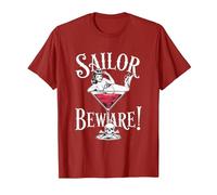 Vaso de Martini Sailor Beware Pin Up Girl, Vintage, Retro Camiseta, Hombre, Arándano, XXL