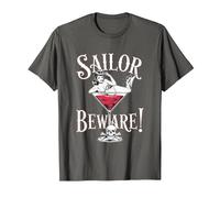 Vaso de Martini Sailor Beware Pin Up Girl, Vintage, Retro Camiseta, Hombre, Asfalto, XXL