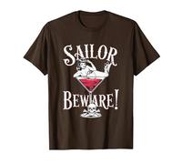 Vaso de Martini Sailor Beware Pin Up Girl, Vintage, Retro Camiseta, Hombre, Marrón, XXL