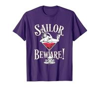 Vaso de Martini Sailor Beware Pin Up Girl, Vintage, Retro Camiseta, Hombre, Morado, XXL