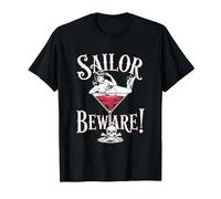 Vaso de Martini Sailor Beware Pin Up Girl, Vintage, Retro Camiseta, Hombre, Negro, XXL