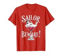 Vaso de Martini Sailor Beware Pin Up Girl, Vintage, Retro Camiseta, Hombre, Rojo, 3XL