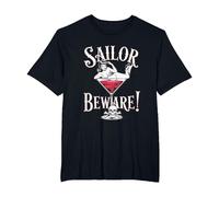 Vaso de Martini Sailor Beware Pin Up Girl, Vintage, Retro Camiseta, Hombre Tallas Grandes, Negro, 4X Alto