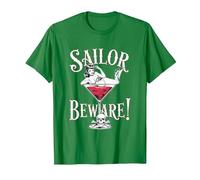 Vaso de Martini Sailor Beware Pin Up Girl, Vintage, Retro Camiseta, Hombre, Verde Kelly, XXL