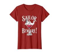 Vaso de Martini Sailor Beware Pin Up Girl, Vintage, Retro Camiseta, Mujer, Arándano, XXL