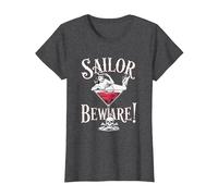 Vaso de Martini Sailor Beware Pin Up Girl, Vintage, Retro Camiseta, Mujer, Jaspeado Oscuro, XXL