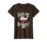 Vaso de Martini Sailor Beware Pin Up Girl, Vintage, Retro Camiseta, Mujer, Marrón, XXL