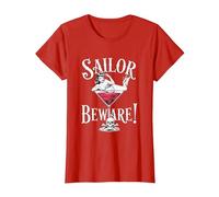 Vaso de Martini Sailor Beware Pin Up Girl, Vintage, Retro Camiseta, Mujer, Rojo, M