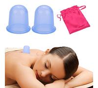 Vaso de masaje de silicona al vacío, certificado por la FDA, 2 piezas/set Masajeador manual de vientre para la relajación de los dolores musculares y la reducción del estrés (azul)