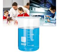 Vaso de medición graduado, resistente al calor, 800 ml, escala transparente, parte inferior plana, fácil de verter, ideal para experimentos e investigaciones