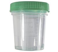 Vaso de Muestra de Orina - Con Escala con Tapón de Rosca Verde - 125 ml 500 Piezas