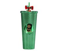 Vaso de Navidad de 710 ml con tapa de popote de campana, taza fría de plástico de doble pared para café helado, tazas de agua reutilizables, taza de café de Papá Noel, para fiesta de Navidad, regalo