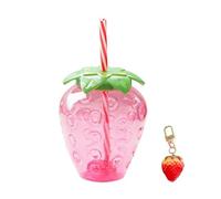Vaso de paja de piña, botella gruesa de 500 ml, botella de plástico con forma de fruta, jugo de té y leche (fresa)