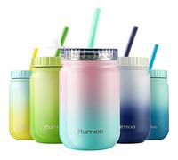 Vaso de Pajita de Acero Inoxidable Copas de BatidoTaza de Café termo Tarros de Comida de Doble Vacío Taza de Viaje Aislada con Pajita y Tapa para Batido Cócteles 14 onzas