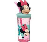 Vaso de plástico rosa Disney Minnie 360 ml para niñas con pajita y figura 3D del personaje
