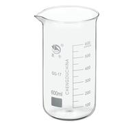Vaso de precipitados de laboratorio con pico verte Taza medidora del cubilete vidrio de borosilicato con tamaños múltiples canalón(600ml)