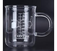 Vaso De Precipitados De Vidrio, 450 Ml/16 Oz Taza De Vaso De Precipitados De Borosilicato Divertido Graduado Con Asa Escala De Taza De Café Y Diagrama Molecular De Cafeína Para Amantes De La Biología