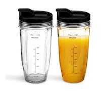 Vaso de repuesto de 680.4 g con tapa para batidora Nutri Ninja BL642 BL450 BL456 BL480 BL482 BL640 BL682 BN401 BN751 BN801 Foodi SS401 SS101 SS351 SS151 Ninja Licuadora Auto IQ Hoja (paquete de 2)