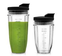 Vaso de Repuesto para Ninja Procesador de Alimentos, 18oz & 24oz Tazas Piezas de Repuesto Compatibles con Ninja Batidora N800EU BN750EU BN495EU CB350EU CB100EU TB401EU TB301EU