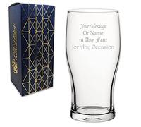 Vaso de sidra de cerveza lager con pinta de tulipán grabado personalizado, caja de regalo incluida, personalizar con cualquier mensaje, diferentes fuentes disponibles