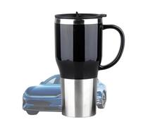 Vaso de viaje con calefacción, hervidor eléctrico para coche, taza de viaje eléctrica de 12 V, calentador de café portátil, elegante caldera de agua caliente con asa de 450 ml para casa al aire libre