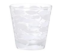 Vaso de vidrio con estampado de peces blancos